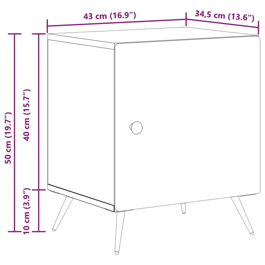 Cabinet de chevet Blanc brillant 43 x 34,5 x 50 cm - 12