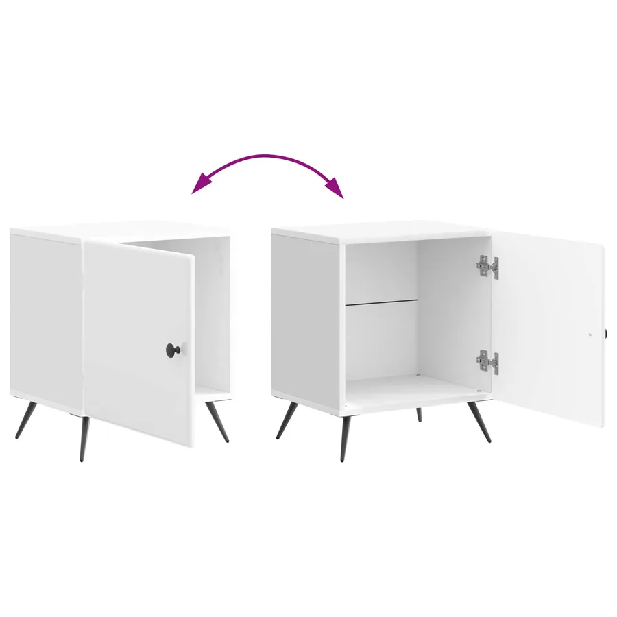 Cabinet de chevet Blanc brillant 43 x 34,5 x 50 cm - 8