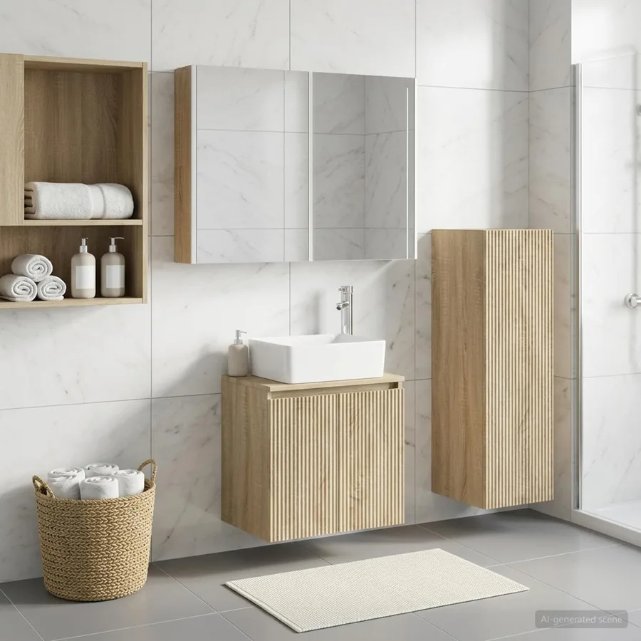 Ensemble de mobilier de salle de bain 4 pcs Chêne Sonoma