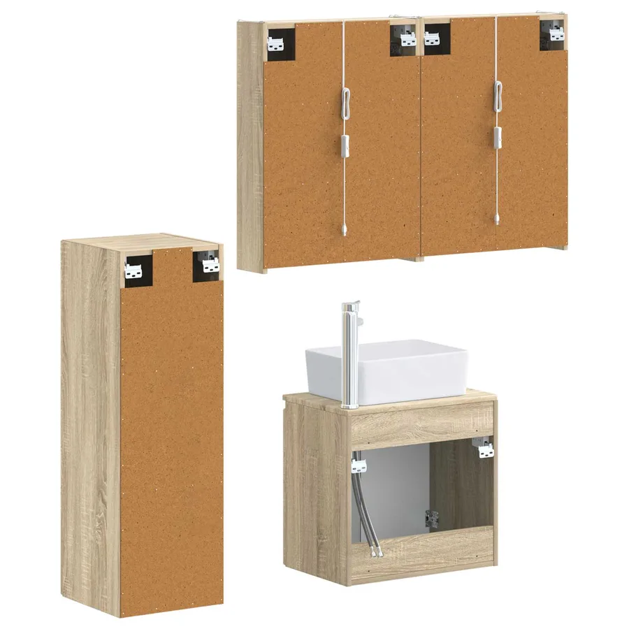Ensemble de mobilier de salle de bain 4 pcs Chêne Sonoma - 5