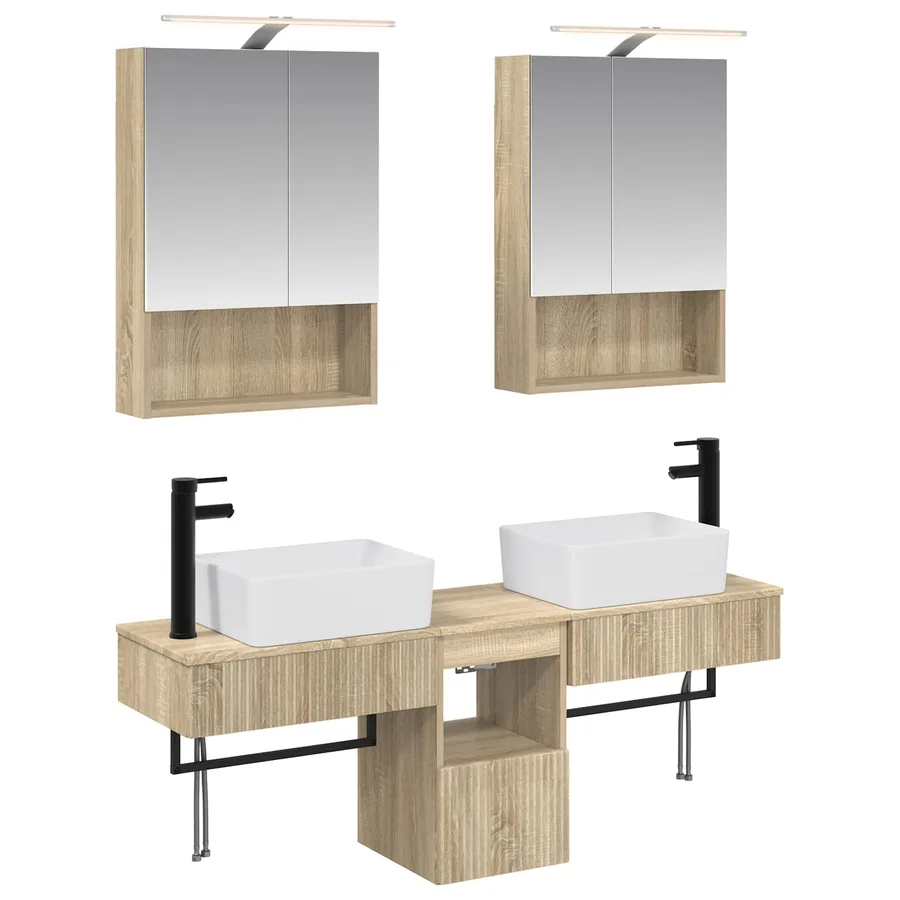 Ensemble d'armoire de salle de bain 5 pcs Chêne Sonoma - 2