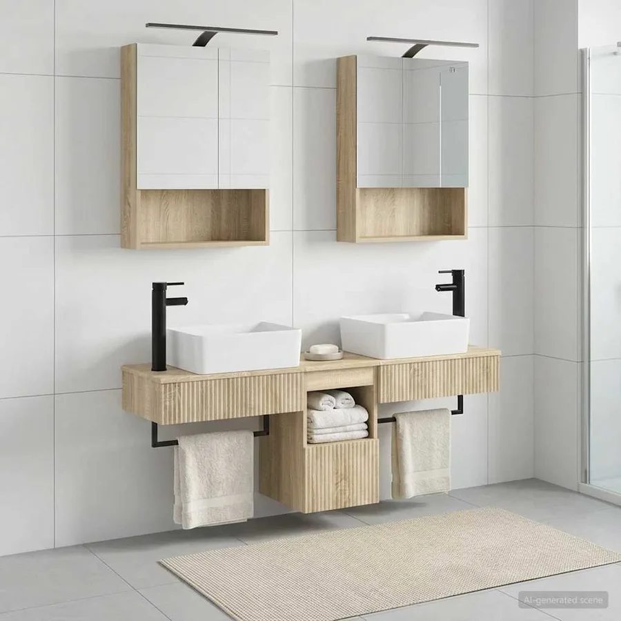 Ensemble d'armoire de salle de bain 5 pcs Chêne Sonoma - 4