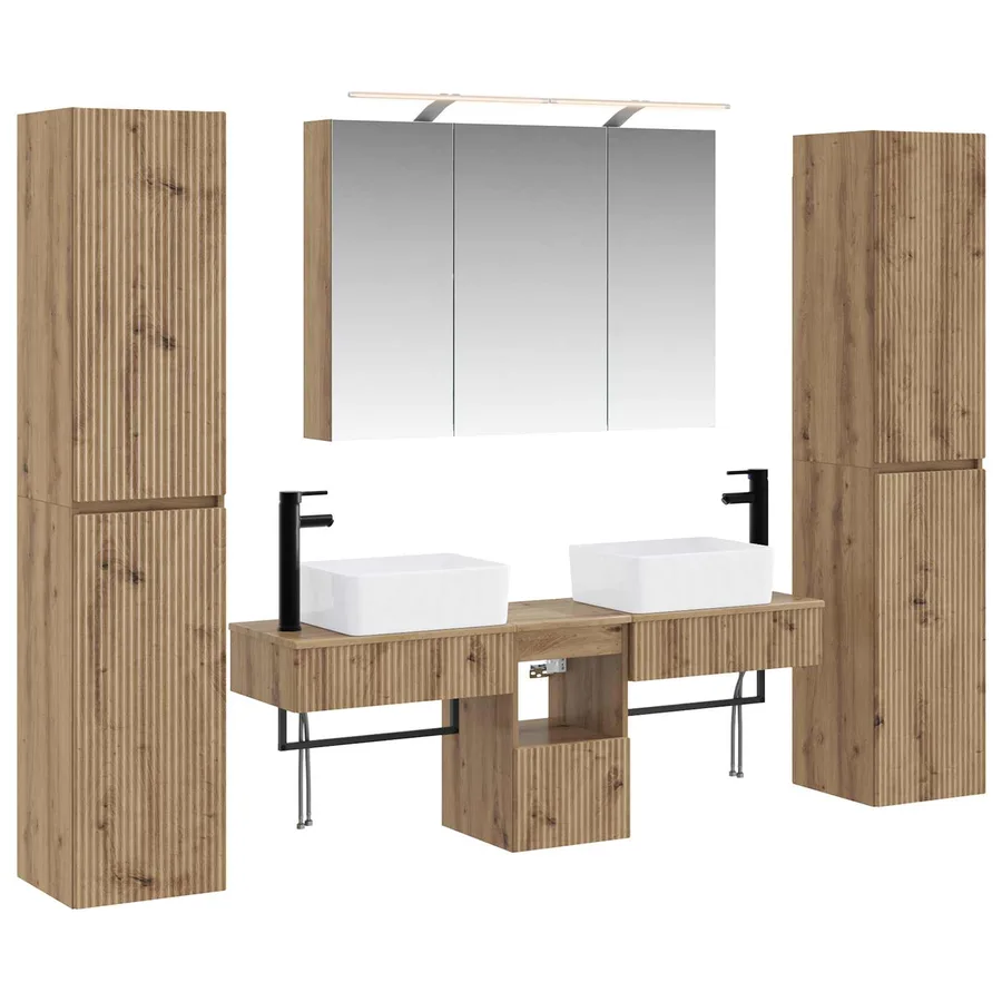 Ensemble de mobilier de salle de bain 6 pc Chêne artisanal - 2