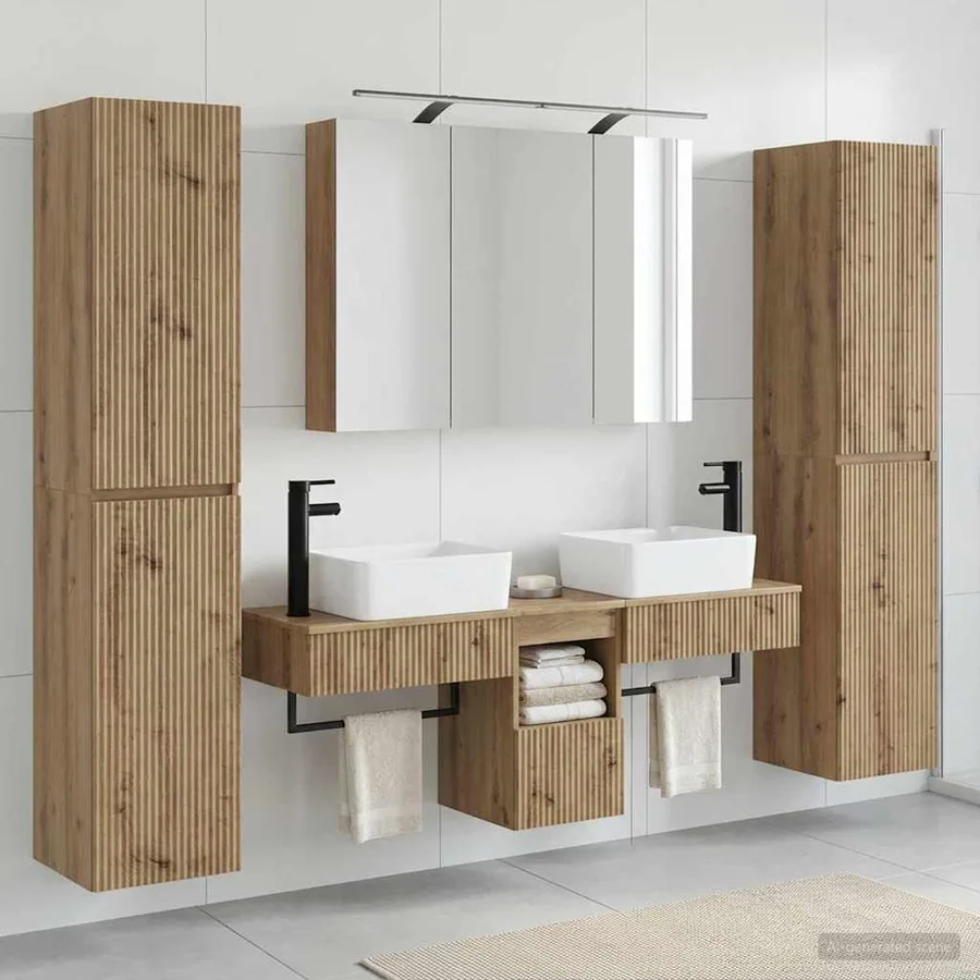 Ensemble de mobilier de salle de bain 6 pc Chêne artisanal - 4