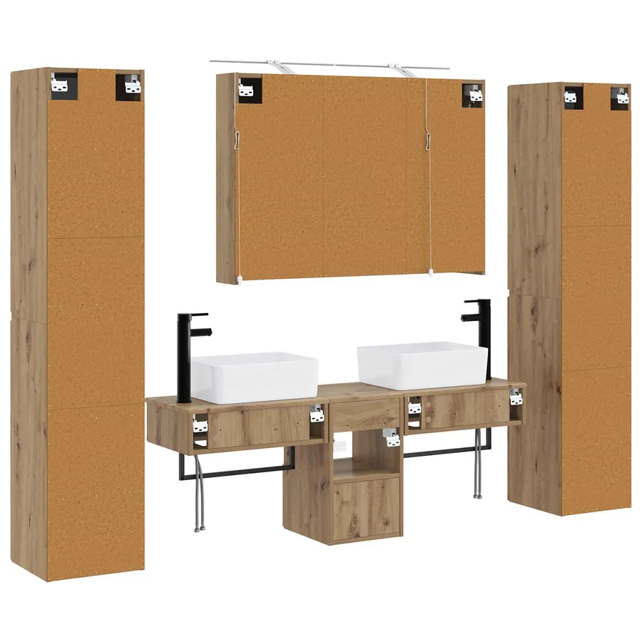 Ensemble de mobilier de salle de bain 6 pc Chêne artisanal - 9