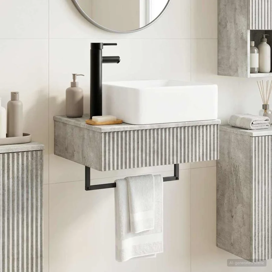 Basin de lavage mural Gris béton 53 x 35 x 39 cm