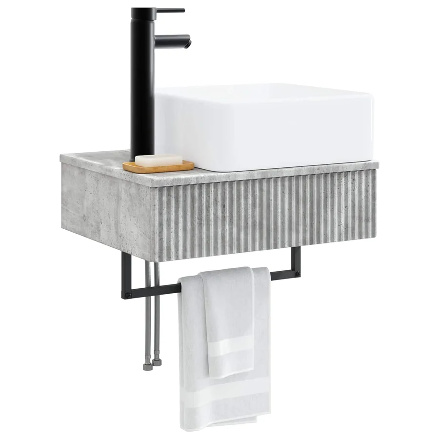 Basin de lavage mural Gris béton 53 x 35 x 39 cm - 3