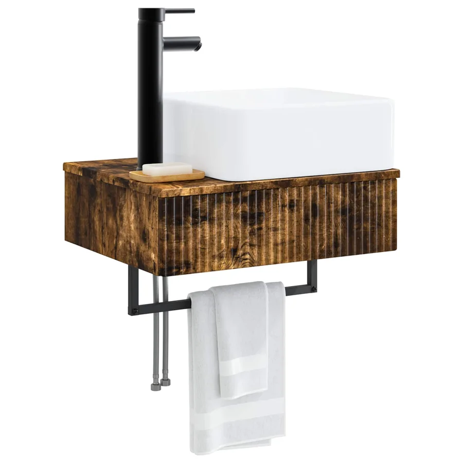 Basin de lavage mural Chêne fumé 53 x 35 x 39 cm - 3