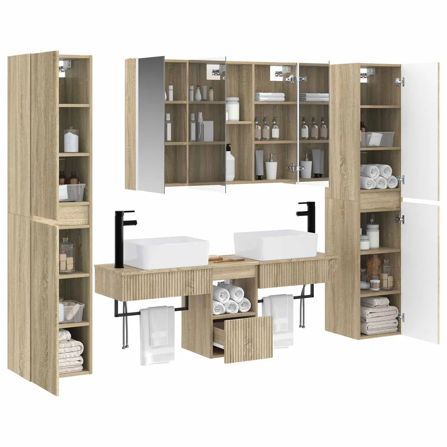 Ensemble de mobilier de salle de bain 6 pcs Chêne Sonoma - 3