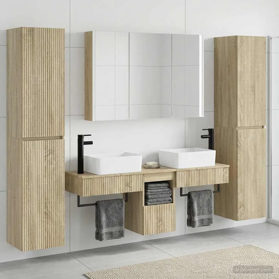 Ensemble de mobilier de salle de bain 6 pcs Chêne Sonoma - 4