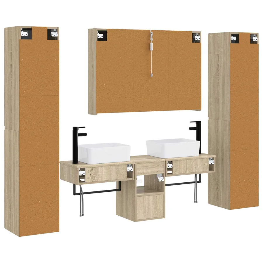 Ensemble de mobilier de salle de bain 6 pcs Chêne Sonoma - 9