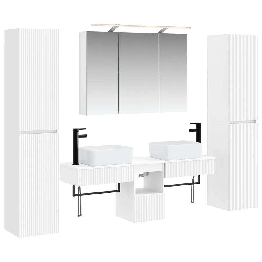 Ensemble de mobilier de salle de bain 6 pcs Blanc - 2