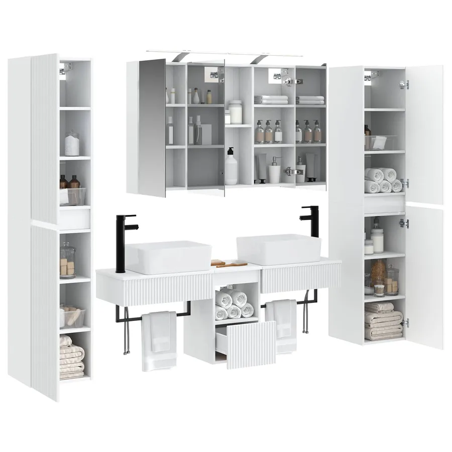 Ensemble de mobilier de salle de bain 6 pcs Blanc - 3