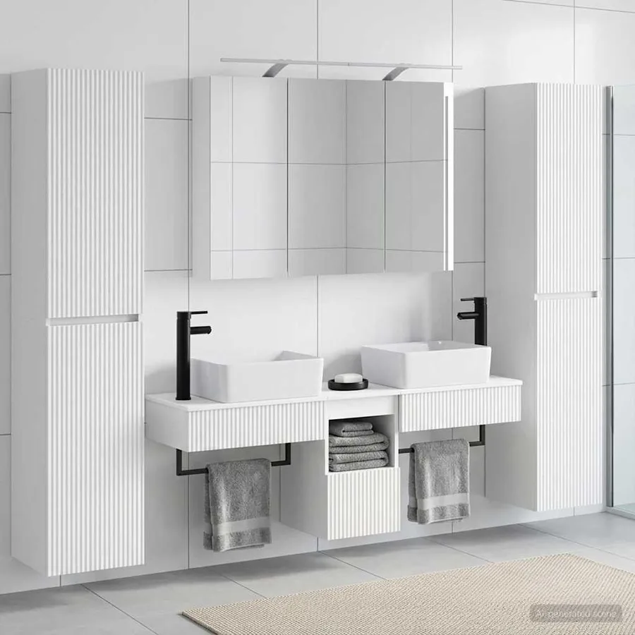 Ensemble de mobilier de salle de bain 6 pcs Blanc - 4