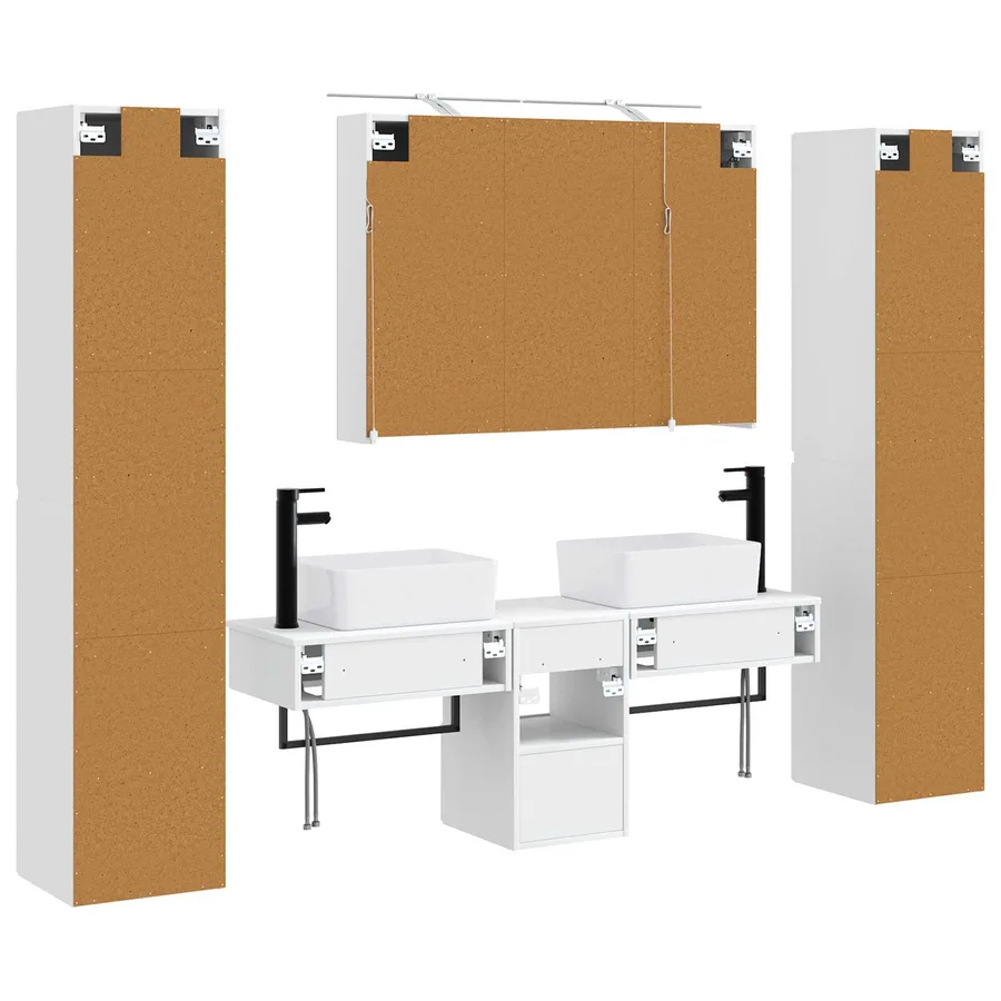 Ensemble de mobilier de salle de bain 6 pcs Blanc - 9