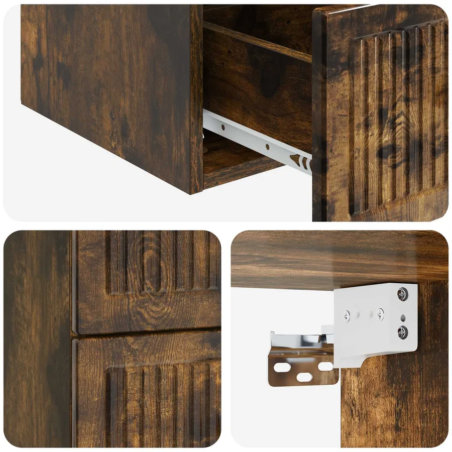 Cabinet de chevet mural 2 pcs Chêne fumé 33 x 34,5 x 40 cm - 8