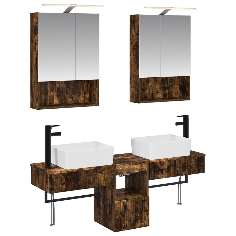 Ensemble d'armoire de salle de bain 5 pcs Chêne fumé - 2