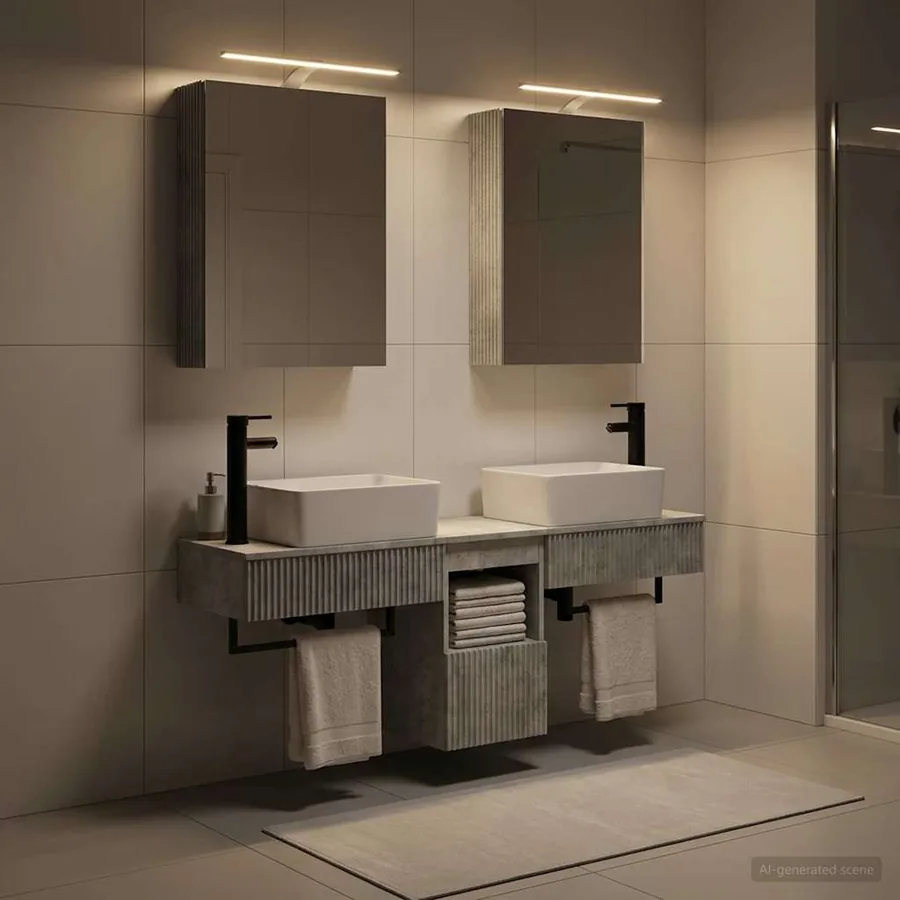 Ensemble d'armoire de salle de bain 5 pcs Gris béton