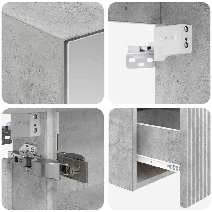 Ensemble d'armoire de salle de bain 5 pcs Gris béton - 9