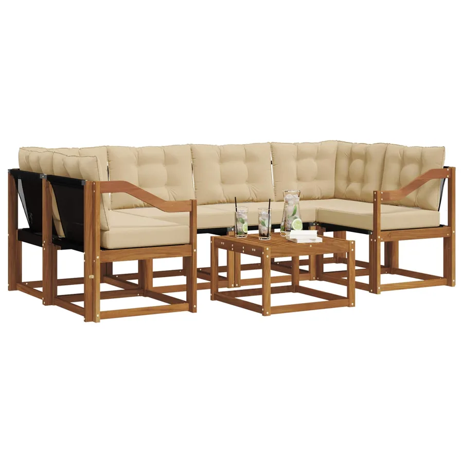 Ensemble de canapés d'extérieur 7 pcs Naturel et Beige - 3