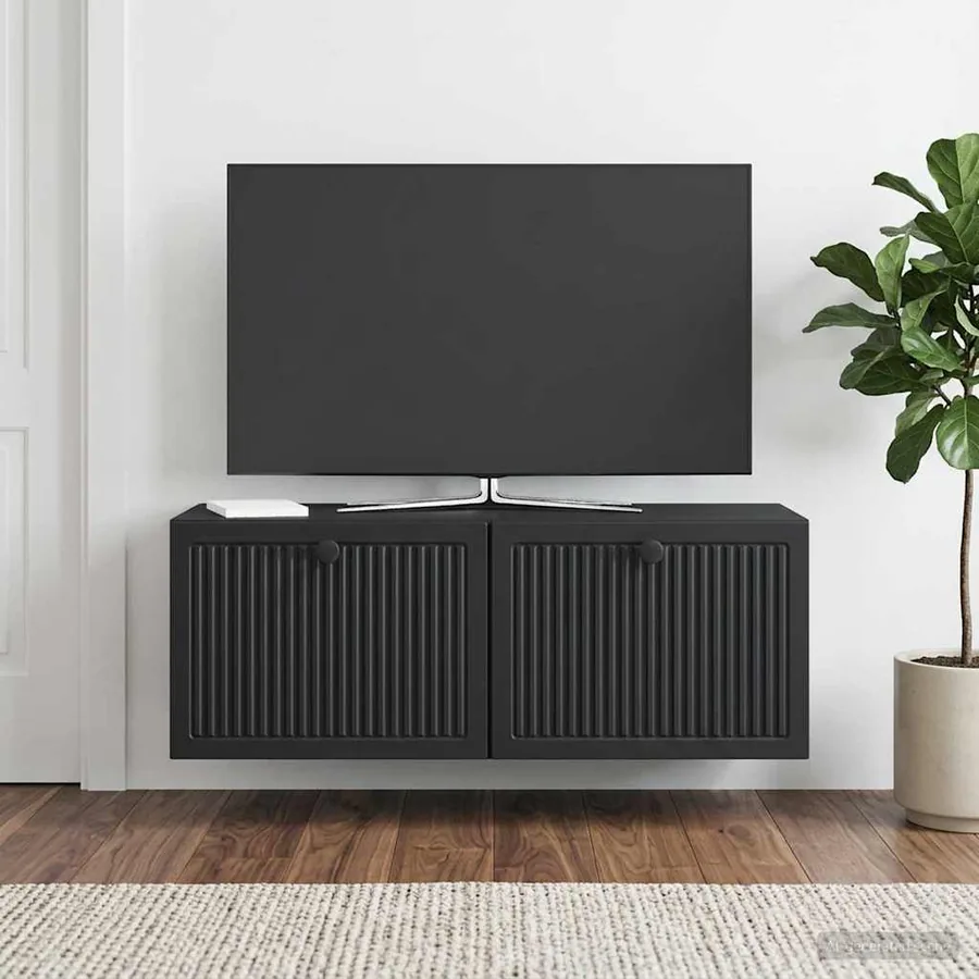 Meuble TV mural Noir 78,5 x 31 x 30 cm Bois d'ingénierie