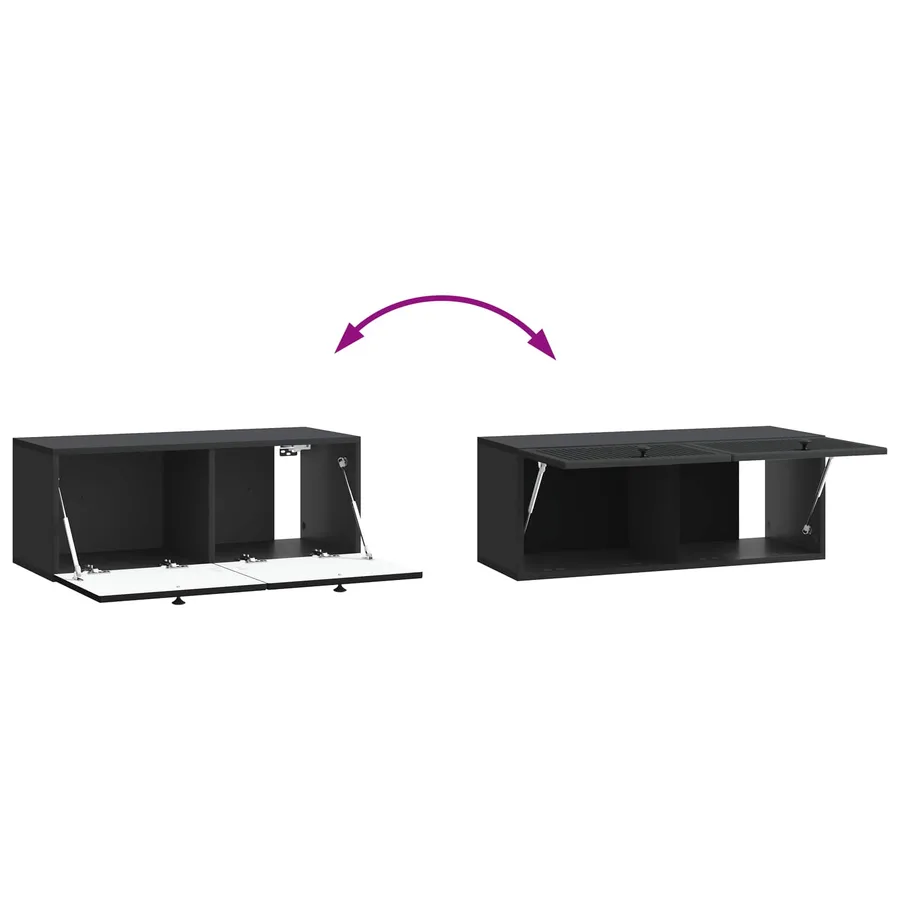 Meuble TV mural Noir 78,5 x 31 x 30 cm Bois d'ingénierie - 8