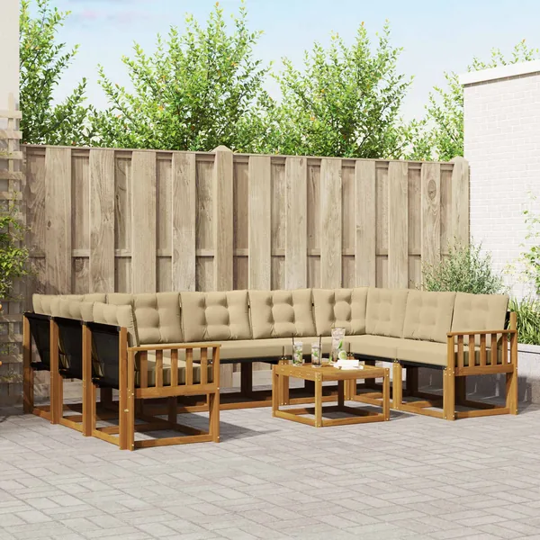 Ensemble de canapés d'extérieur 10 pcs Naturel et Beige