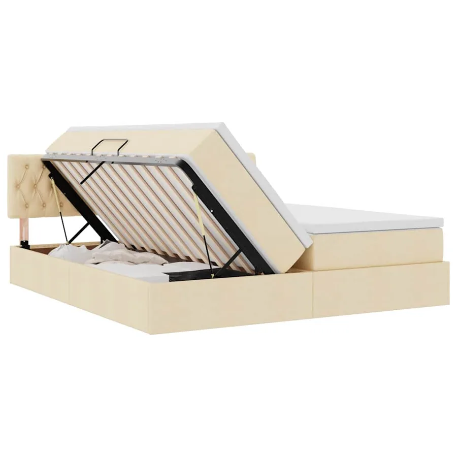 Lit de Rangement Crème 180 x 200 cm Cuir synthétique - 7