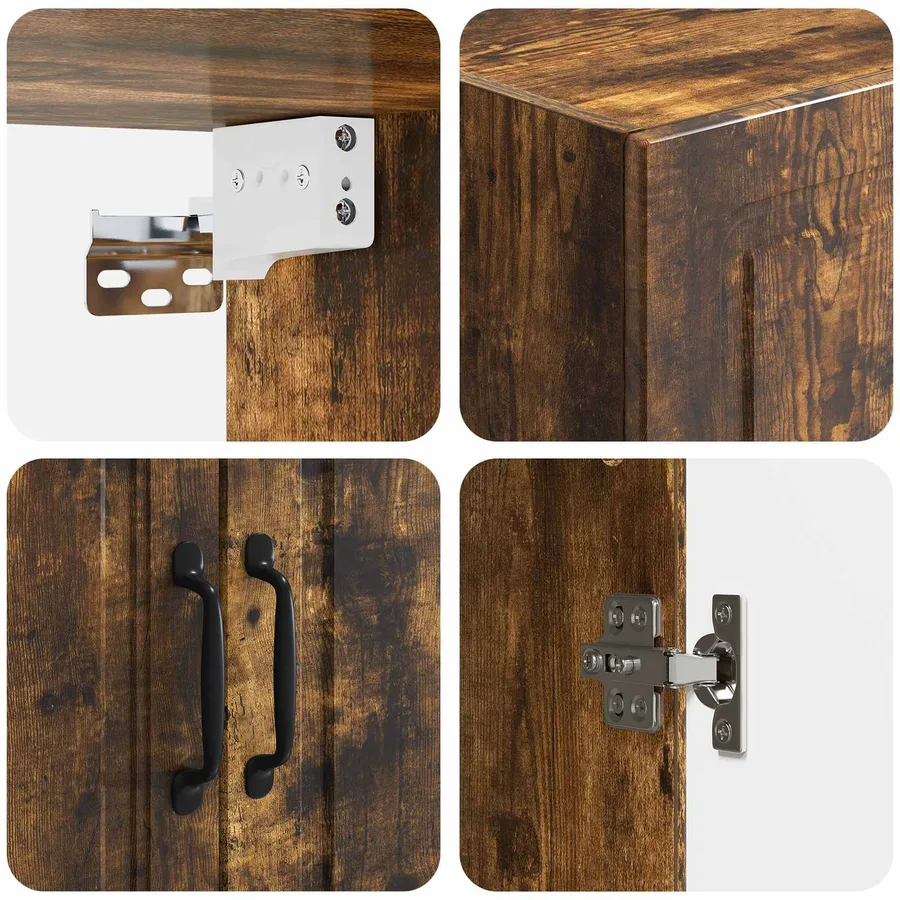 Armoire Murale Chêne fumé 66 x 34,5 x 90 cm Bois d'ingénierie - 7