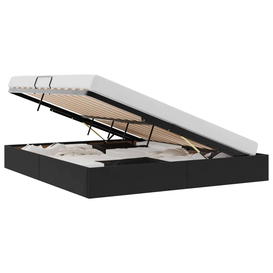 Lit de Rangement avec stockage Noir 180 x 200 cm Velours - 2