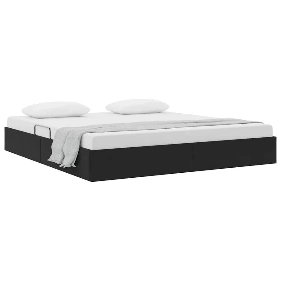 Lit de Rangement avec stockage Noir 180 x 200 cm Velours - 3
