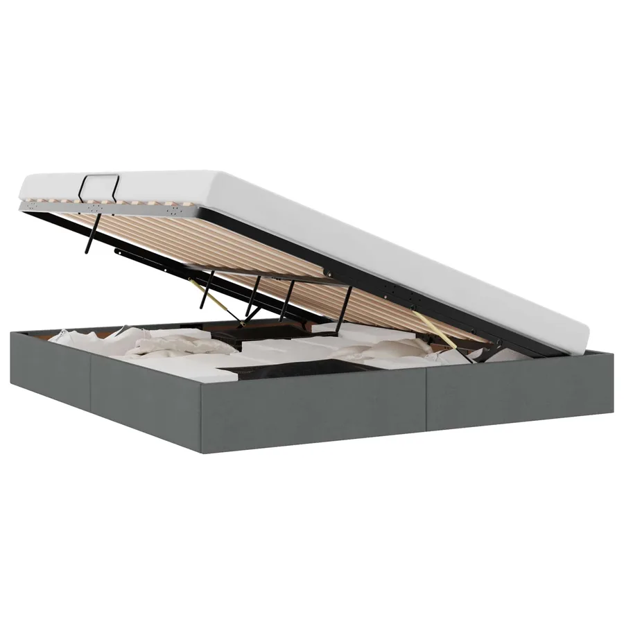 Lit de Rangement avec stockage Gris foncé 180 x 200 cm Tissu - 2