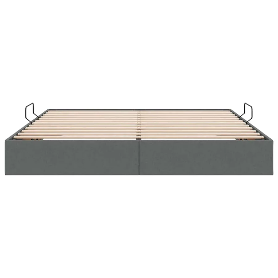 Lit de Rangement avec stockage Gris foncé 180 x 200 cm Tissu - 7