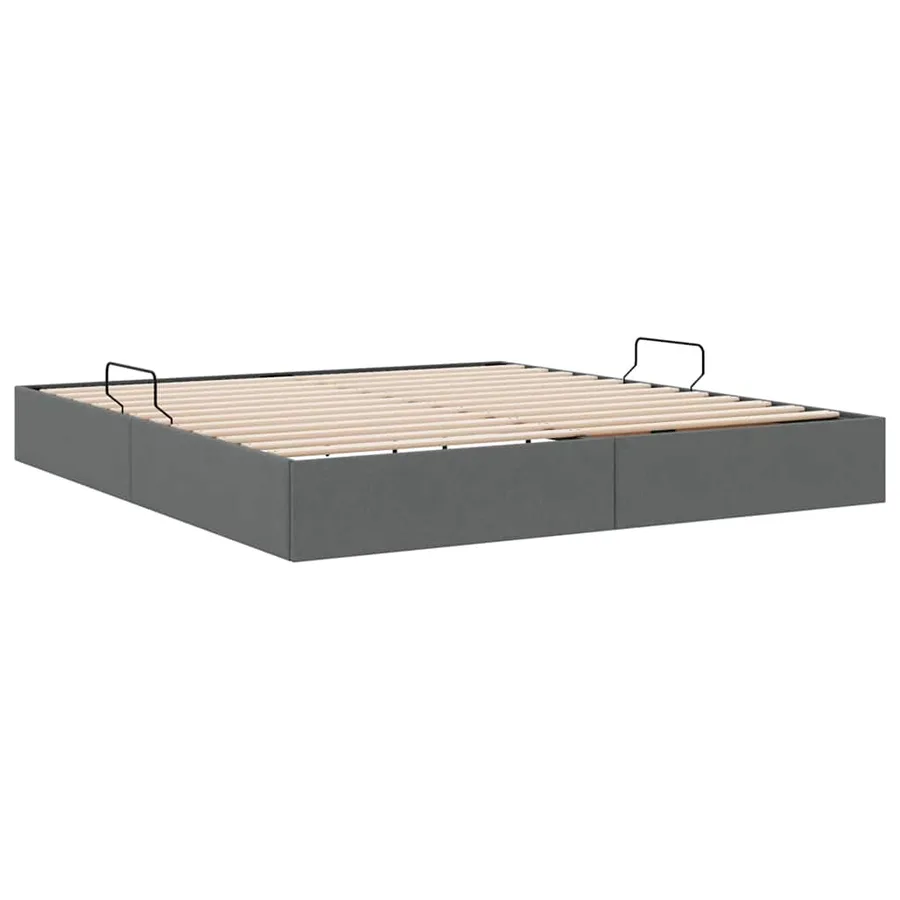 Lit de Rangement avec stockage Gris foncé 180 x 200 cm Tissu - 9