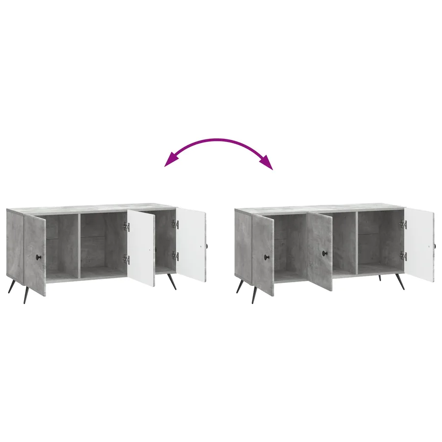 Meuble TV Gris béton 99 x 34,5 x 50 cm Bois d'ingénierie - 11