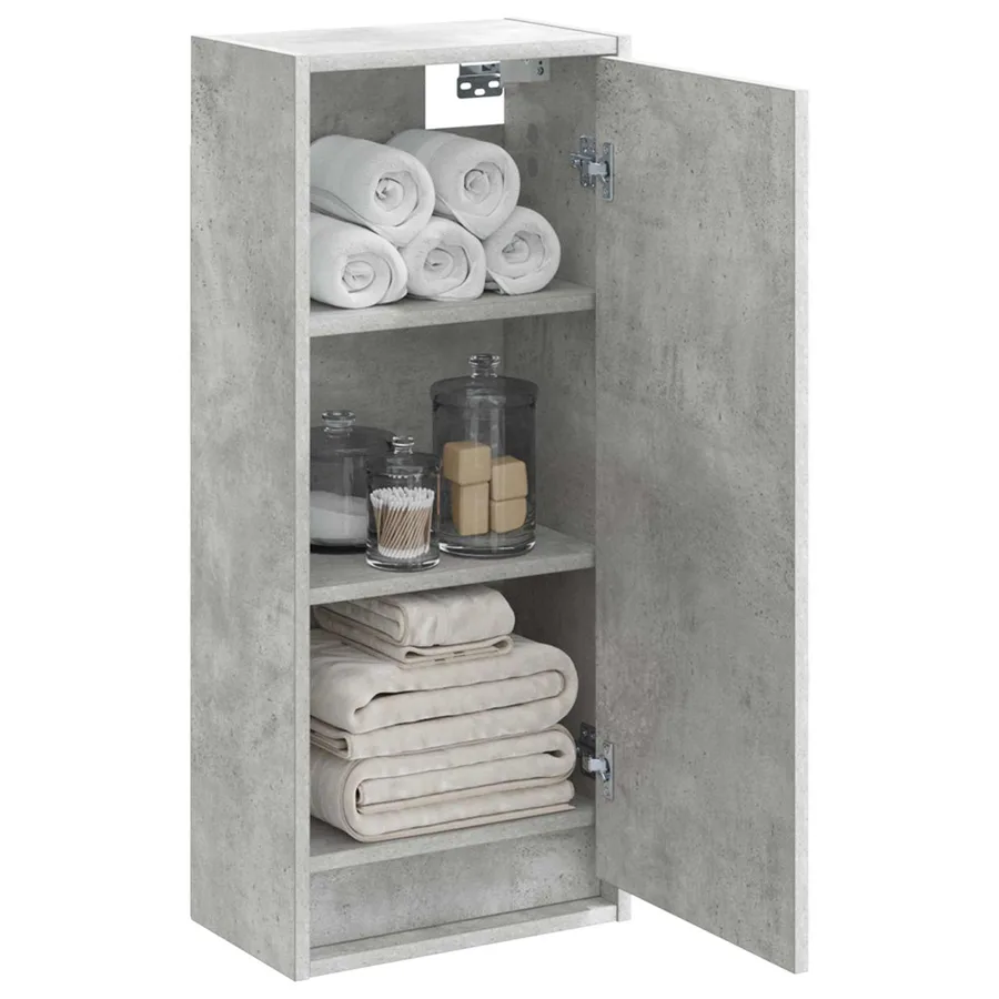 Meuble de lavabo mural Gris béton 35 x 20 x 81 cm - 3