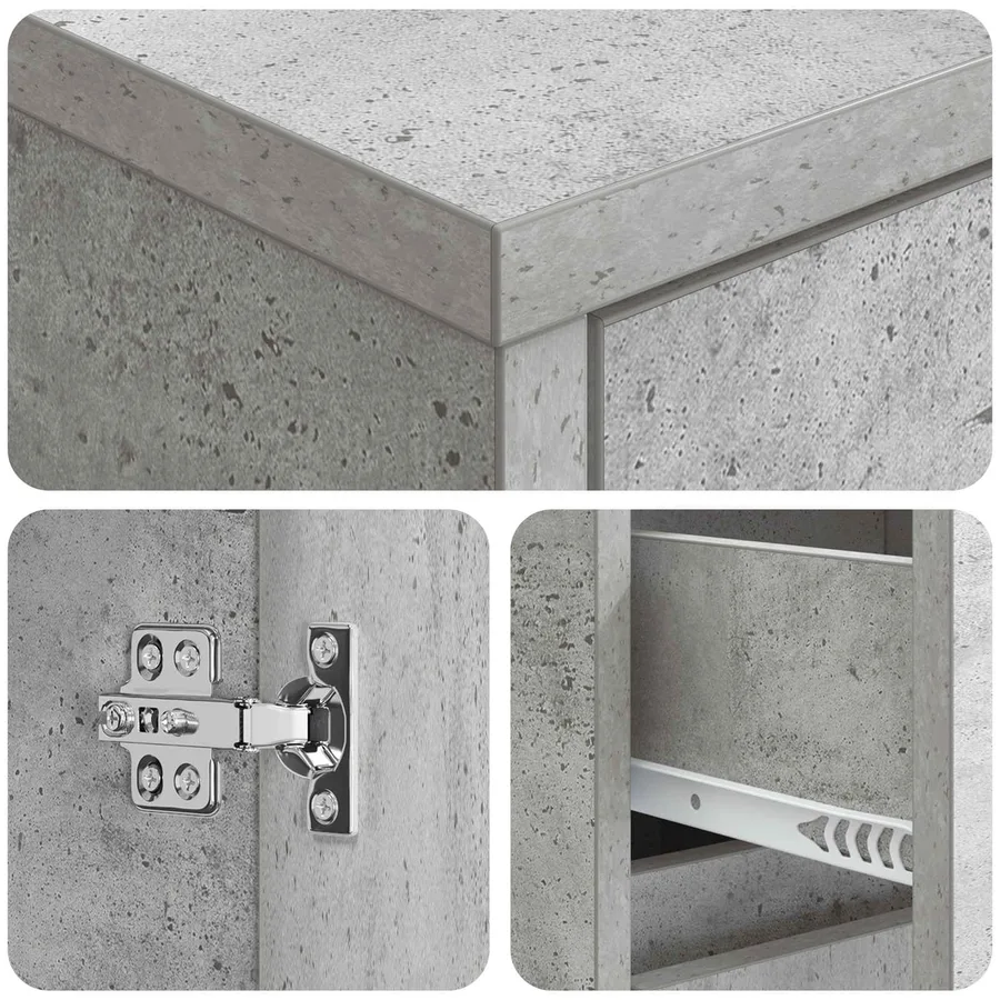 Meuble de lavabo mural Gris béton 35 x 20 x 81 cm - 6