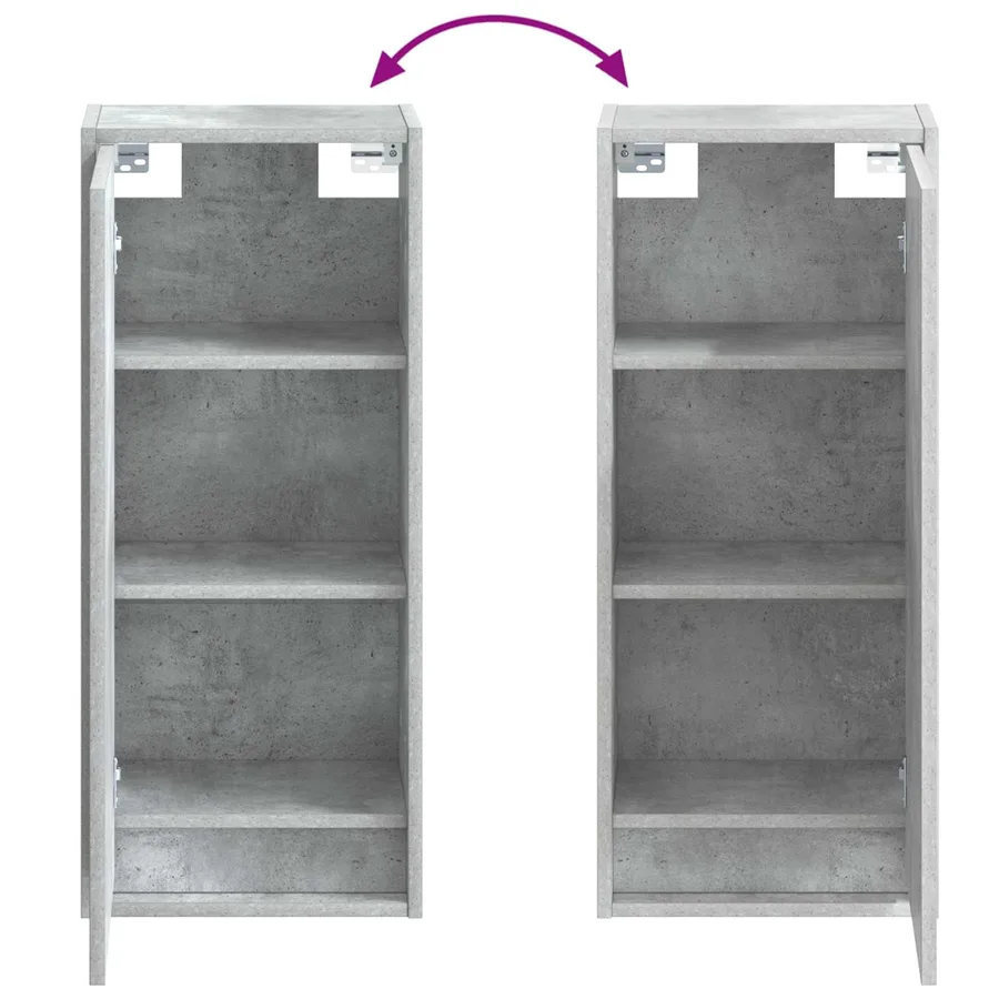 Meuble de lavabo mural Gris béton 35 x 20 x 81 cm - 7
