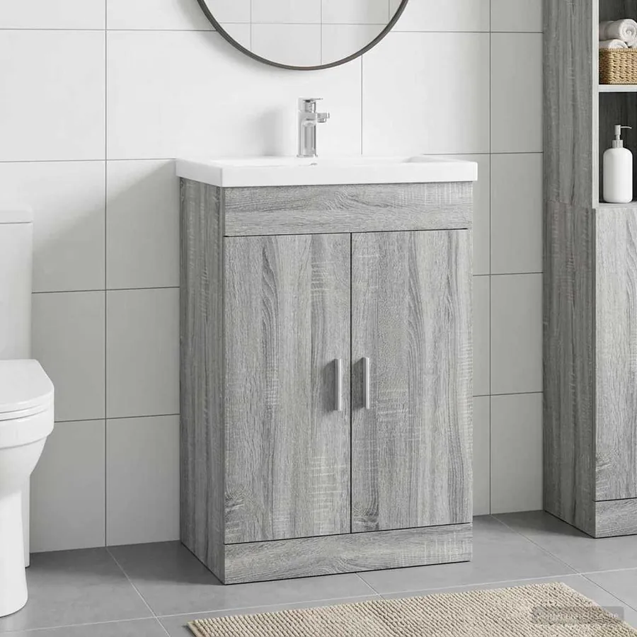 Meuble sous lavabo de salle de bain Sonoma gris