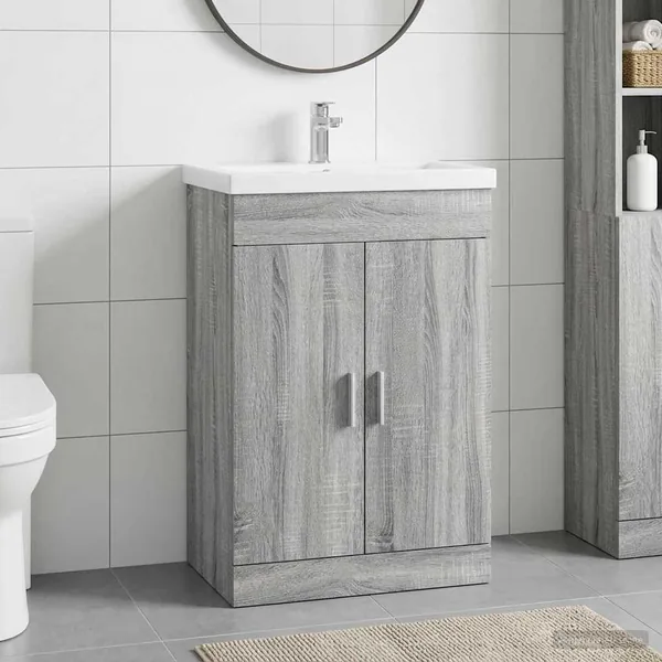 Meuble sous lavabo de salle de bain Sonoma gris