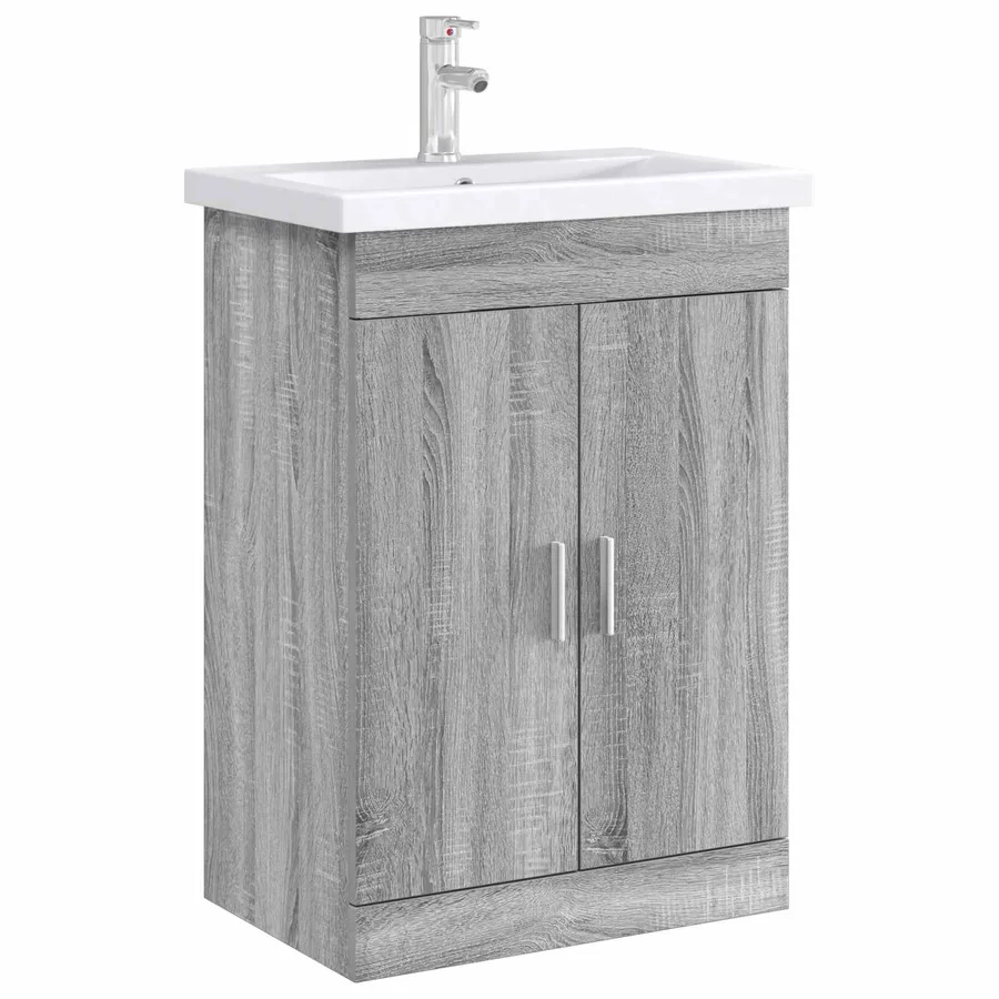 Meuble sous lavabo de salle de bain Sonoma gris - 3