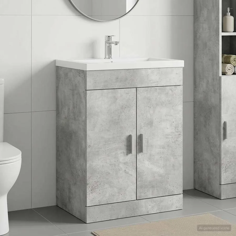 Meuble sous lavabo de salle de bain Gris béton