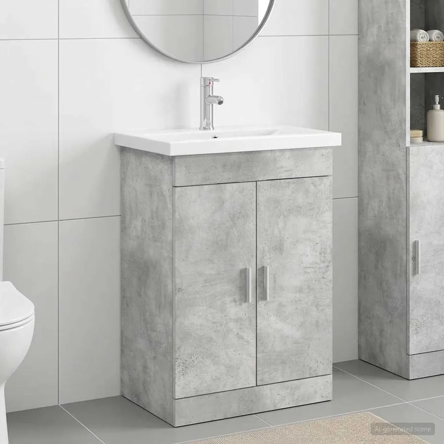 Ensemble de mobilier de salle de bain Gris béton