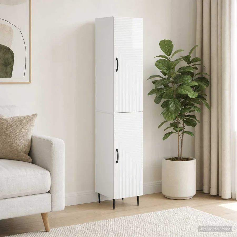 Ensemble de Meubles 2 pcs Blanc brillant 33 x 34,5 x 89,5 cm