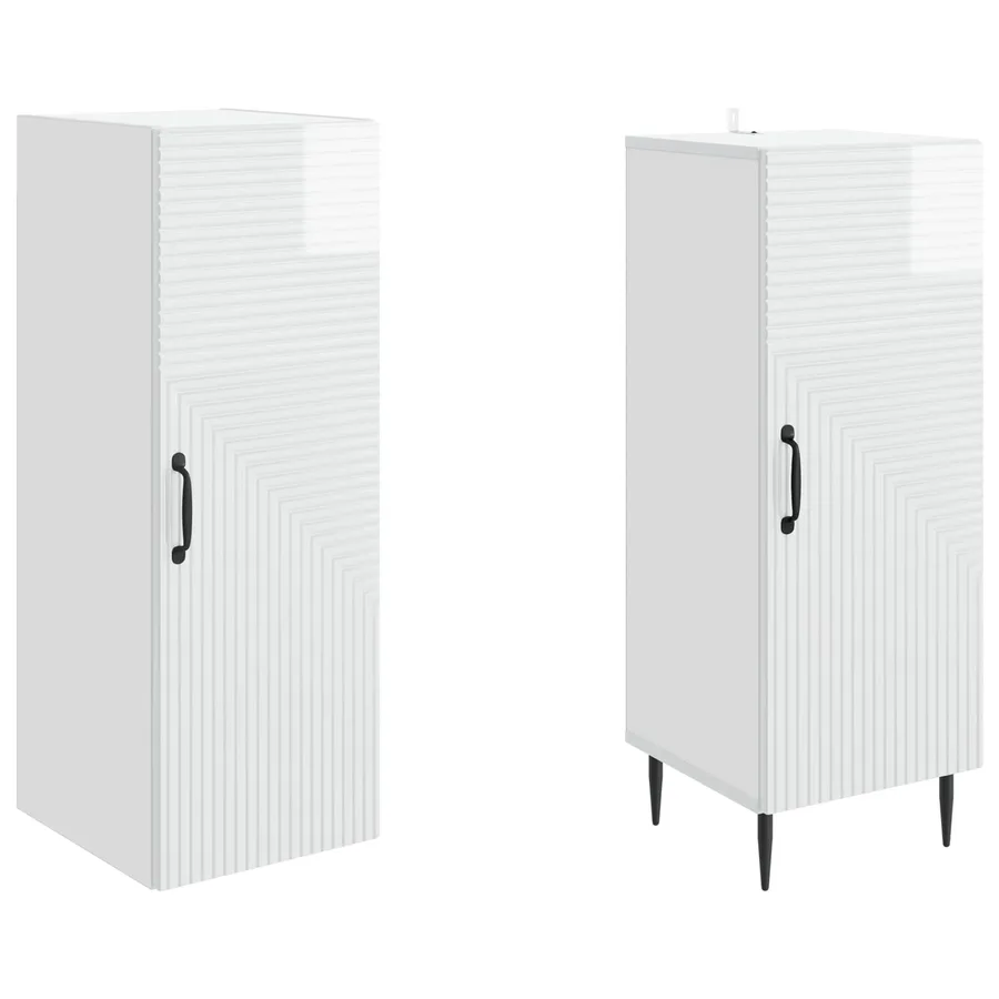 Ensemble de Meubles 2 pcs Blanc brillant 33 x 34,5 x 89,5 cm - 4