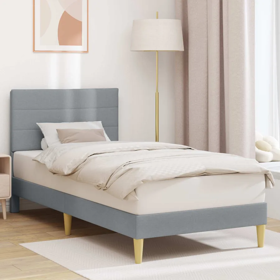 Cadre de lit avec tête de lit Gris clair 90 x 190 cm Tissu