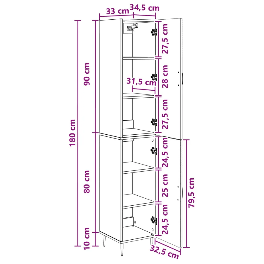 Ensemble de Meubles 2 pcs Chêne Sonoma 33 x 34,5 x 89,5 cm - 9