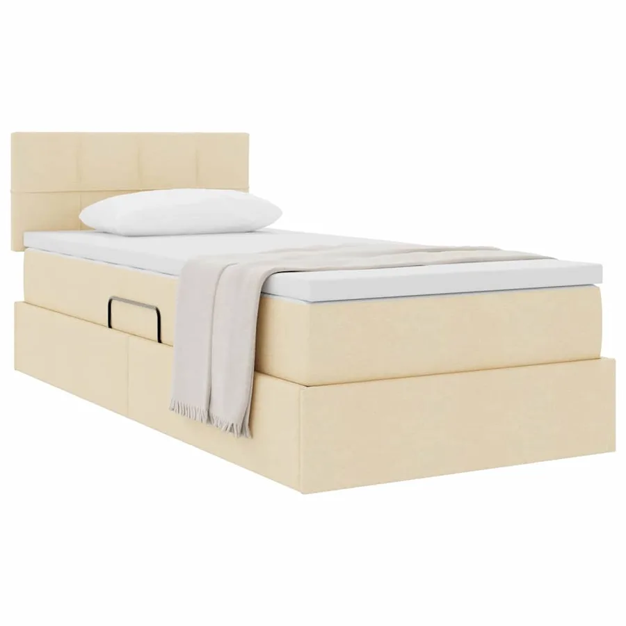Lit avec rangement et matelas avec matelas Crème 90 x 200 cm - 3
