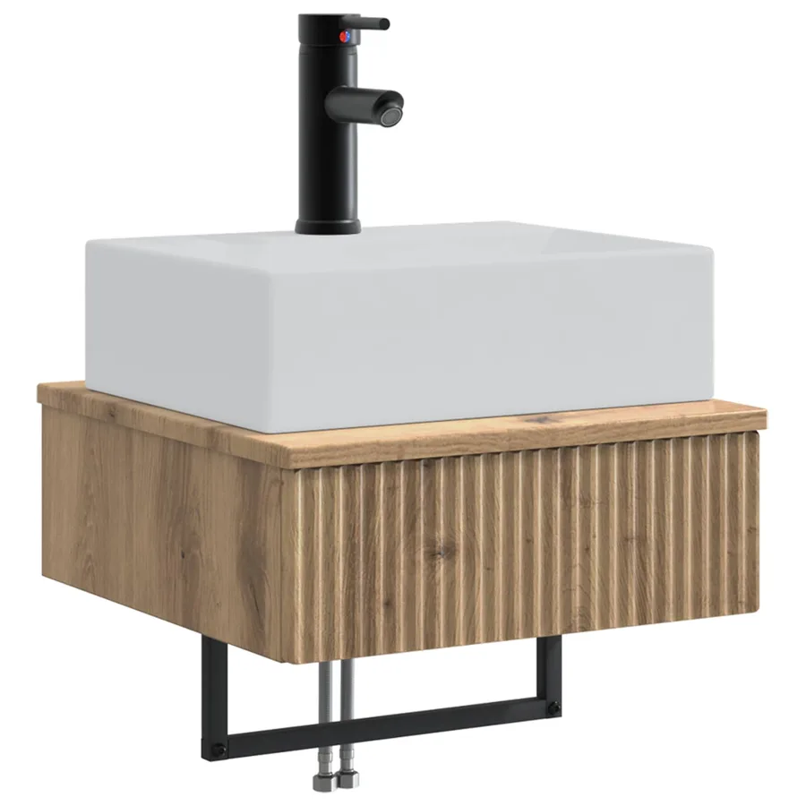 Basin de lavage mural Chêne artisanal 40 x 41 x 39 cm - 2