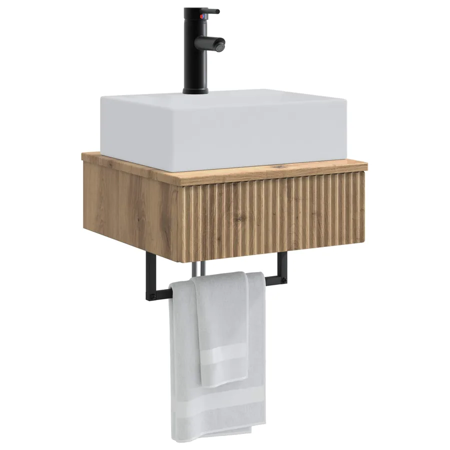 Basin de lavage mural Chêne artisanal 40 x 41 x 39 cm - 3